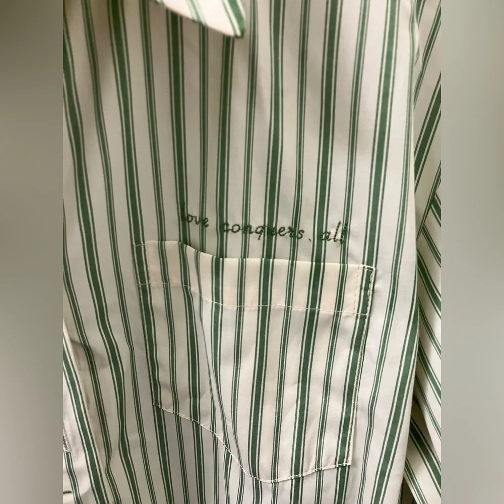 Retro style white and green striped shirt NWT - Picture 8 of 9